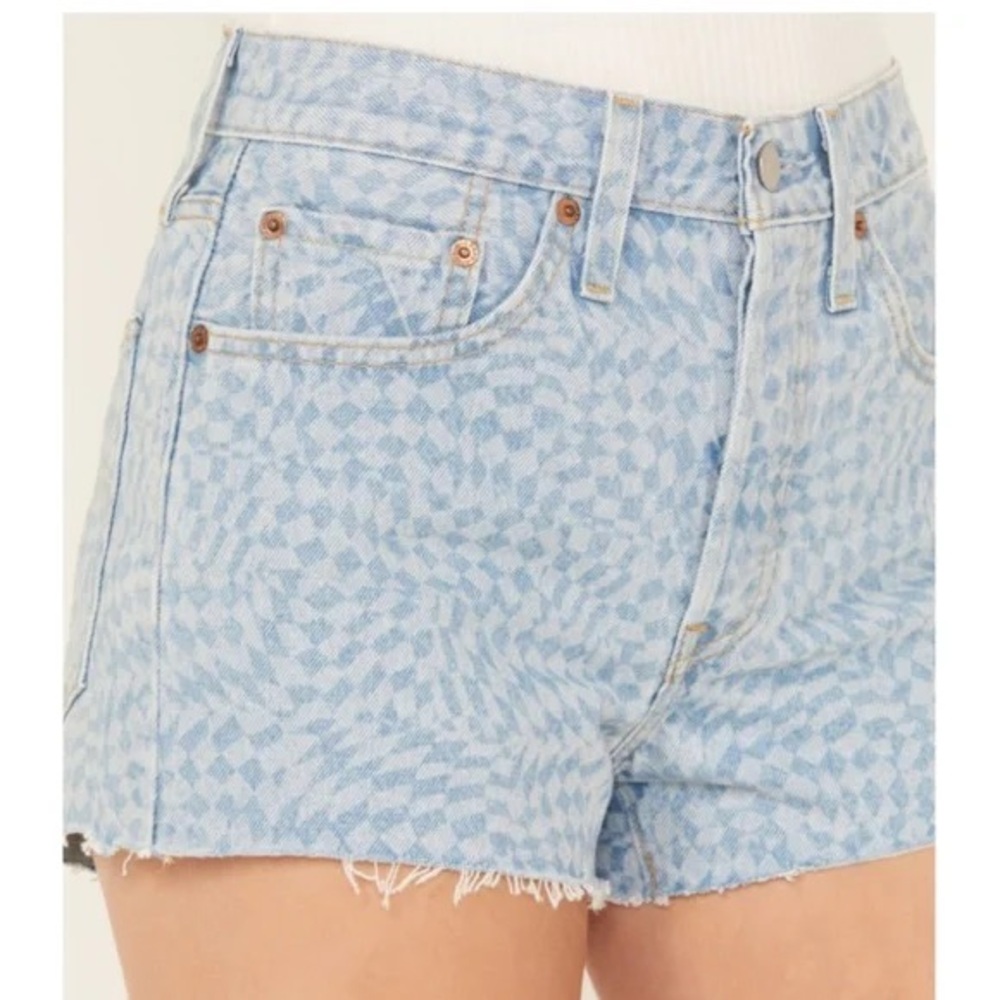 Levi’s 501 Denim CutOff Blue Jean Shorts Light Wash Harper Geo Laser NWT size 30